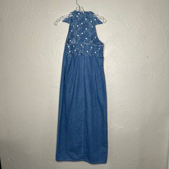 Vintage Alexandra Lee Denim Sleeveless Dress - Size 8 - Picture 2 of 4